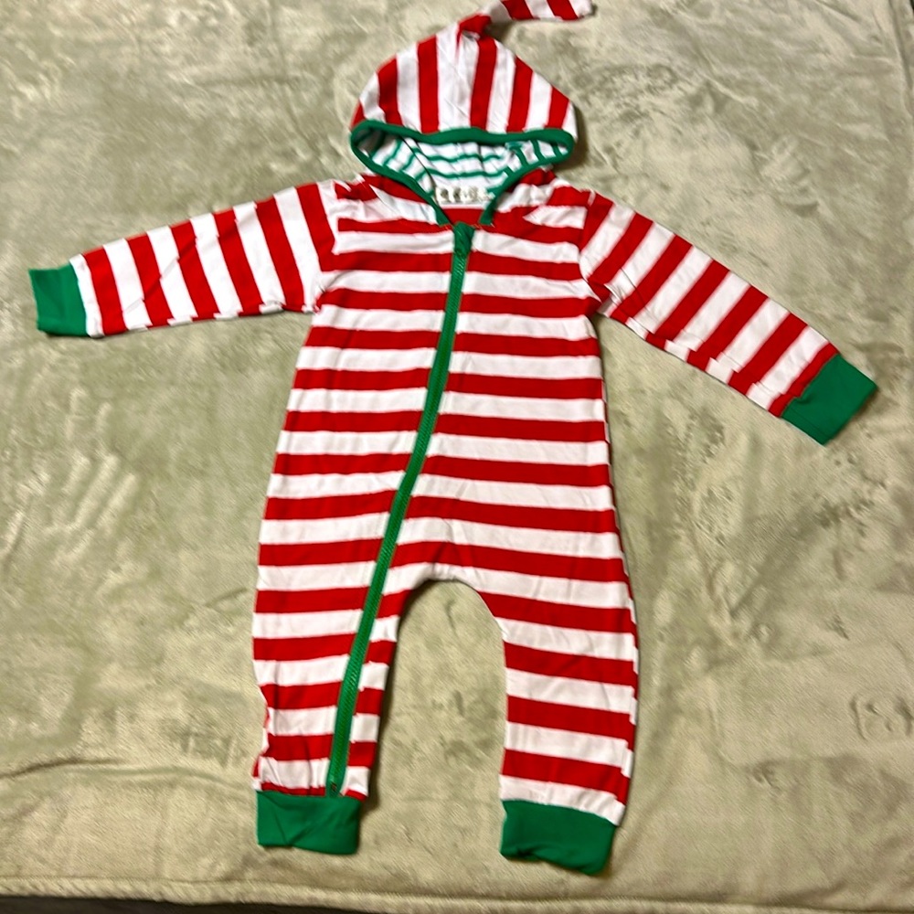 Boy And Girl 1-Piece Christmas Elf Pajamas Jumpsuit Zipper Closure Unisex